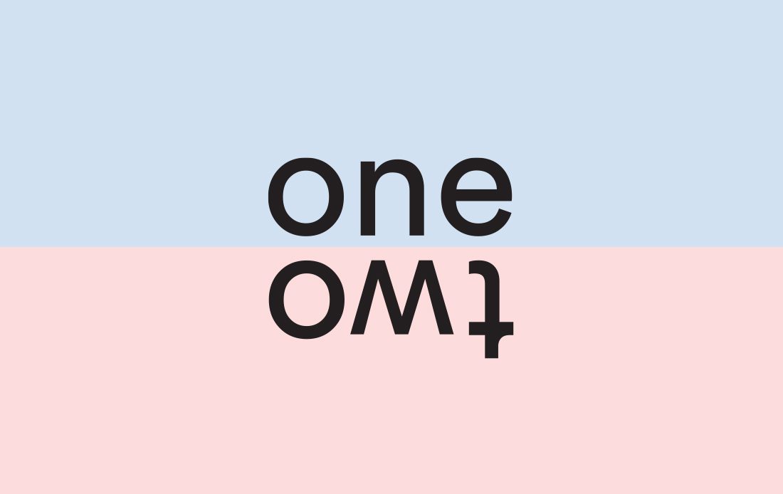 OneTwo Logo on half baby pink and half baby blue background
